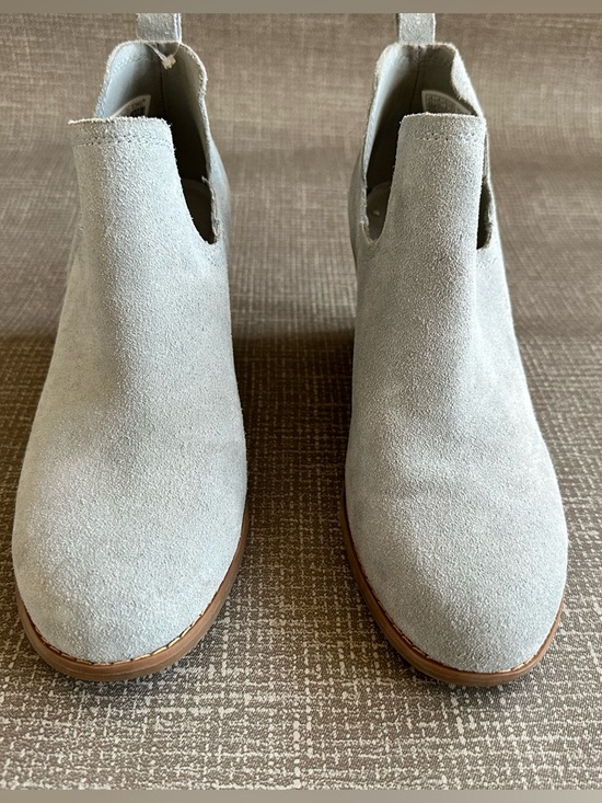 TOMS Suede Wedge Ankle Booties Dusty Blue Gray Slip On Comfort Womens 8.5 - Picture 6 of 14